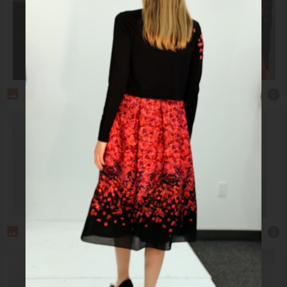 NWT Carlisle Formal Embroidered Black and Red Floral Midi Dress - Picture 12 of 14